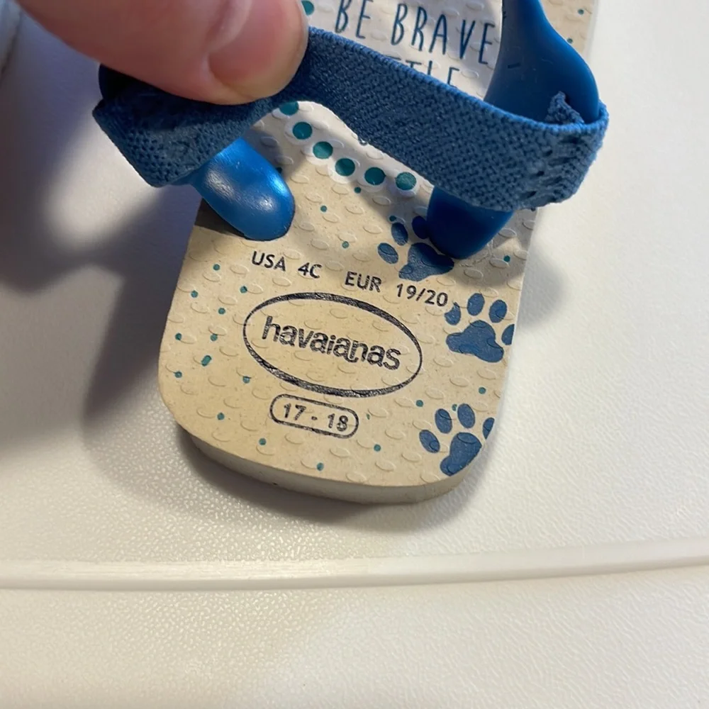 Havaianas flip flop sandals blue lion size 4 baby infant